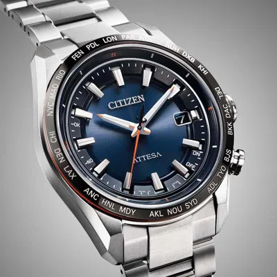 Pre-owned Citizen Attesa Act Line Cb0287-68l Titanium Eco-drive Radio Solar Watch 40.6mm