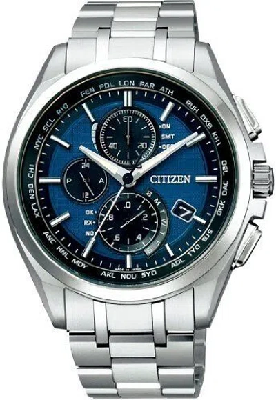 Pre-owned Citizen Attesa At8040-57l Eco-drive Solar Atomic Radio Watch Direct Flight