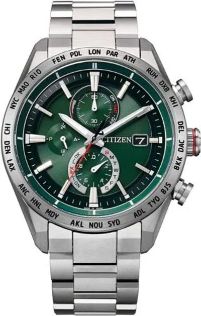 Pre-owned Citizen Attesa At8181-63w Solar Radio Men's Watch In Box