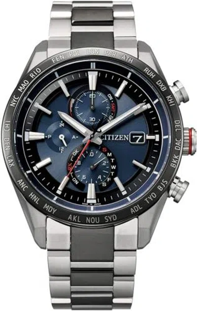 Pre-owned Citizen Attesa At8186-51l Eco-drive Radio Titanium Men`s Watch Made In Japan
