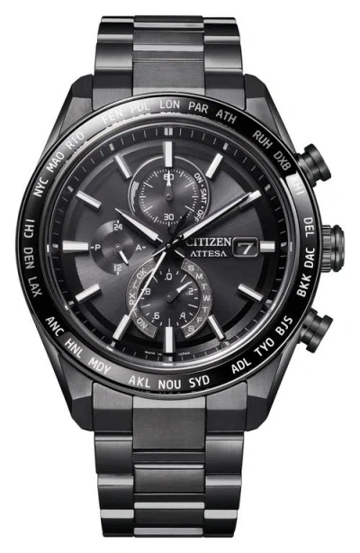 Citizen Attesa Atomic Timekeeping Chronograph Super Titanium™ Bracelet Watch, 42mm In Black