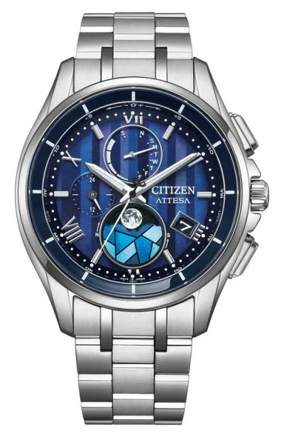 Citizen Attesa Atomic Timekeeping Stained Glass Chronograph Super Titanium™ Bracelet Watch, 41.5mm In Metallic