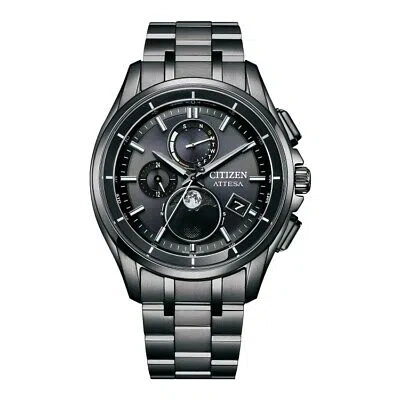 Pre-owned Citizen Attesa By1006-62e Black Moon Phase Eco-drive Men's Watch In Box