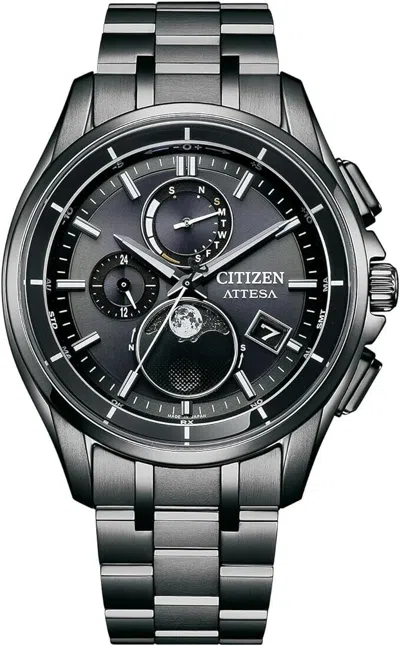 Pre-owned Citizen Attesa By1006-62e Moon Phase Eco-drive Atomic Solar Men Watch With Box