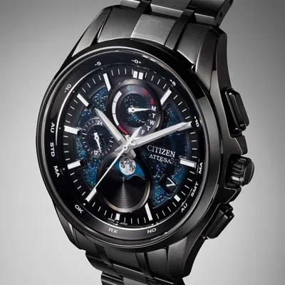 Pre-owned Citizen Attesa By1008-67l Hakuto-r Limited Eco-drive Black Titanium Watch 41.5mm