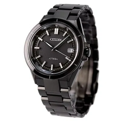 Pre-owned Citizen Attesa Cb3035-72e Act Line Eco-drive Titanium Radio Men Watch Black