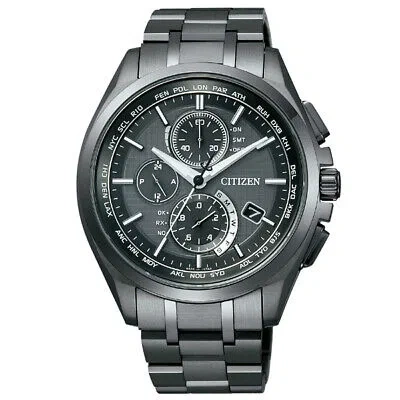 Pre-owned Citizen Attesa Eco-drive At8044-56e Black Atomic Radio Men's Watch In Box