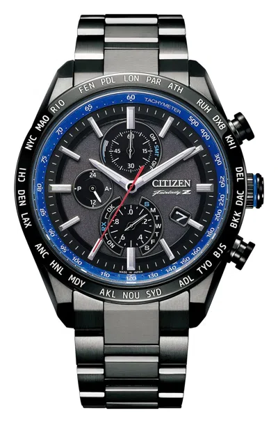 Pre-owned Citizen Attesa Eco-drive At8185-97e Solar Radio Men Watch Nissan Fairlady Z