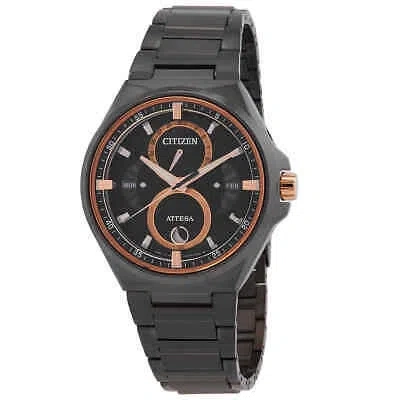 Pre-owned Citizen Attesa Quartz Moon Phase Black Dial Men's Watch Bu0065-64e