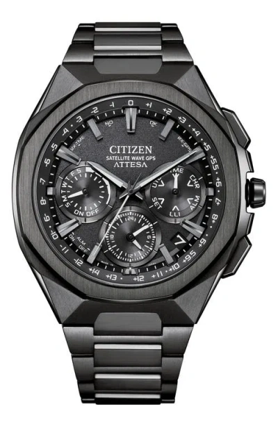 Citizen Attesa Satellite Wave Gps Eco-drive Super Titanium™ Bracelet Watch, 43.2mm In Black