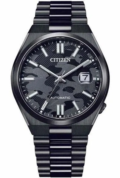Pre-owned Citizen Automatic Black Camouflage Dial Sapphire Glass Men's Watch Nj0155-87e