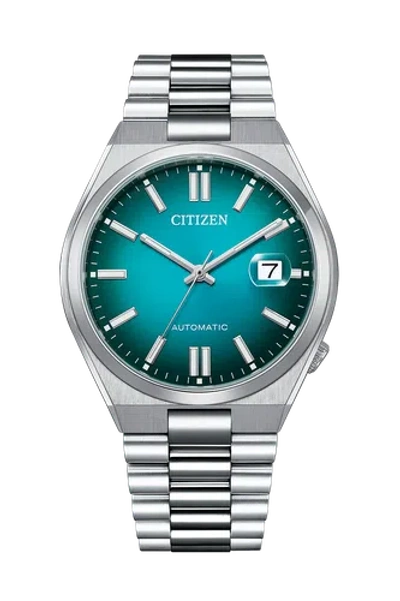 Pre-owned Citizen Automatic Blue Stainless Steel Sapphire Glass Mens Watch Nj0151-88x