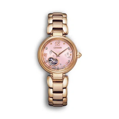 Pre-owned Citizen Automatic Mechanical Open Heart Rose Gold Women's Watch Pr1022-80x