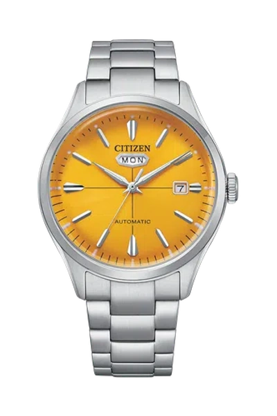 Pre-owned Citizen Automatic Nh8391-51z Yellow Dial Silver Stainless Steel Men Watch