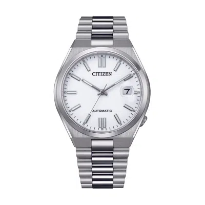 Pre-owned Citizen Automatic Nj0150-81a White Dial Stainless Steel Men's Watch In Silver