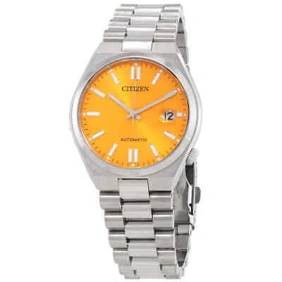 Pre-owned Citizen Automatic Orange Dial Men's Watch Nj0150-81z
