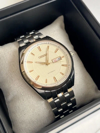 Pre-owned Citizen Automatic Watch Mechanical Sapphire Np4014-54p Rose Gold & Silver