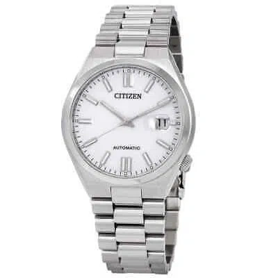 Pre-owned Citizen Automatic White Dial Stainless Steel Men's Watch Nj0150-81a