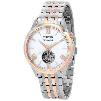 Pre-owned Citizen Automatic White Dial Two-tone Men's Watch Nh9136-88a