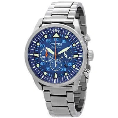 Pre-owned Citizen Avion Chronograph Eco-drive Blue Dial Men's Watch Ca4211-72l