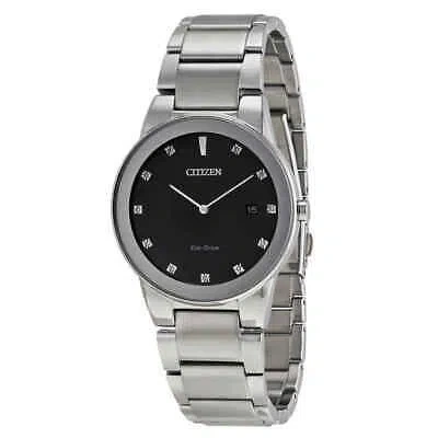 Pre-owned Citizen Axiom Eco-drive Black Dial Men's Watch Au1060-51g