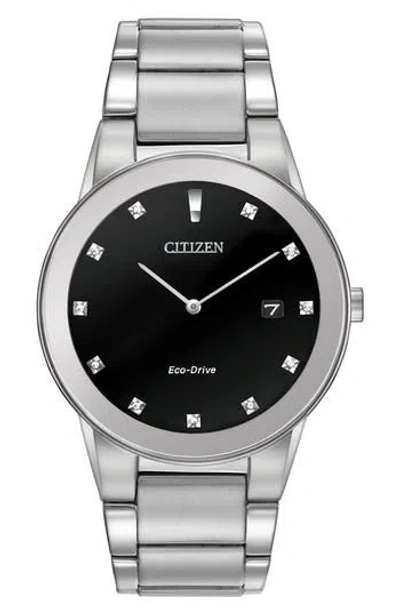 Citizen Axiom Eco-drive Diamond Bracelet Watch, 40mm In Silver