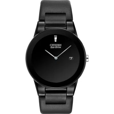 Citizen Axiom Eco-drive Solar Leather Strap Watch In Black
