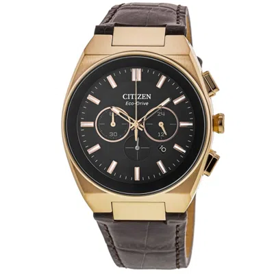 Citizen Axiom Sc Chronograph Black Dial Leather Strap Men's Watch Ca4583-01e