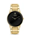 Citizen Axiom Mens Gold Tone Stainless Steel Bracelet Watch Au1062-56e In Black/gold