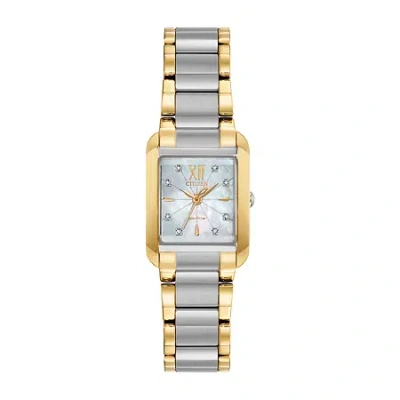 Citizen Bianca Womens Diamond Accent Two Tone Stainless Steel Bracelet Watch Ew5554-58d In Multi