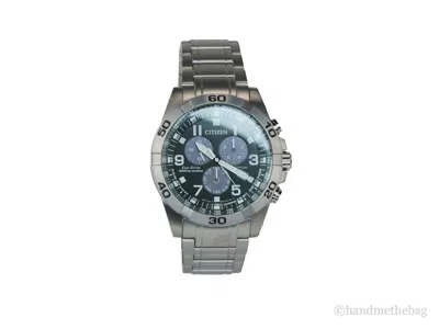 Pre-owned Citizen (bl5550-50x) Weekender Sport Eco-drive Green Dial Titanium Watch