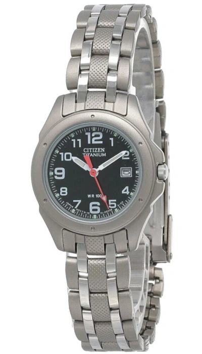 Pre-owned Citizen Black Dial Titanium Women's Watch Eu1060-52a