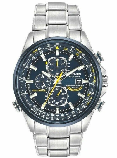 Pre-owned Citizen Blue Angels World Chrono Stainless Steel Men's Watch At8020-54l
