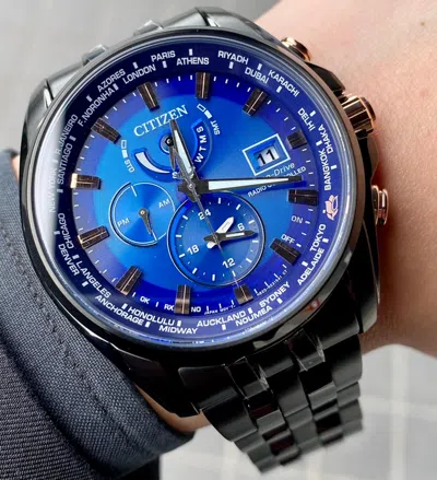 Pre-owned Citizen Blue Dial Sapphire Crystal At9126-82l Radio Controlled Men's Watch