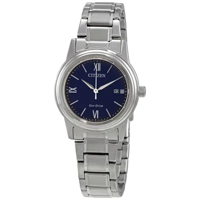 Citizen Blue Dial Stainless Steel Ladies Watch Fe1220-89l In Blue/silver Tone