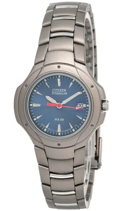 Pre-owned Citizen Blue Dial Titanium Women's Watch Eu1390-58l