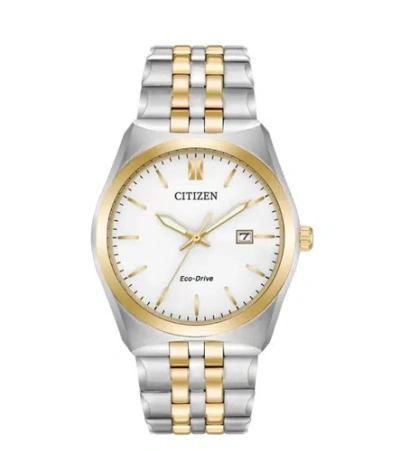 Pre-owned Citizen Bm7334-58b Corso White Dial Two-tone Men's Stainless Steel Watch