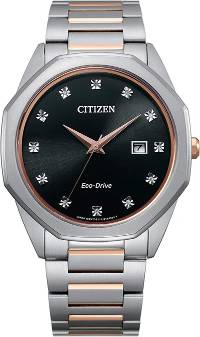 Pre-owned Citizen Bm7496-56g Corso Diamond Watch 41mm Rose Gold Stainless Steel Case