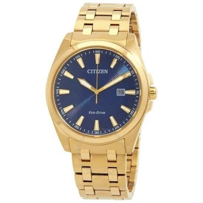 Pre-owned Citizen Bm7532-54l Peyton Eco-drive Blue Date Indicator Dial Gold Mens Watch