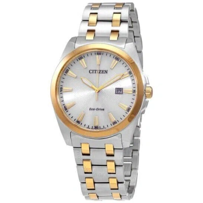 Pre-owned Citizen Bm7534-59a Corso Eco-drive Silver Date Dial Two Tone Mens Watch