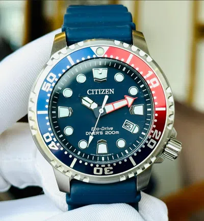 Pre-owned Citizen Bn0168-06l Promaster Eco-drive Diver Men's Watch Silver Tone Blue Dial