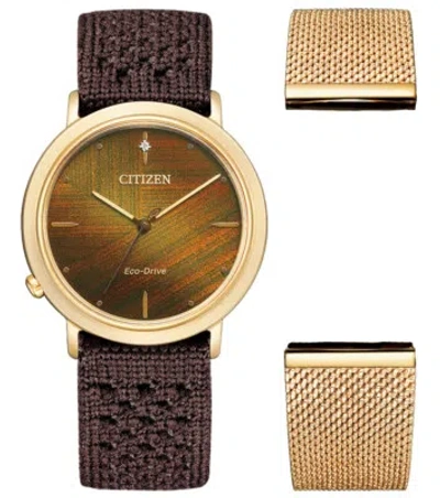 Pre-owned Citizen Brown Womens Analogue Watch L Ambiluna Collection Em1003-48x