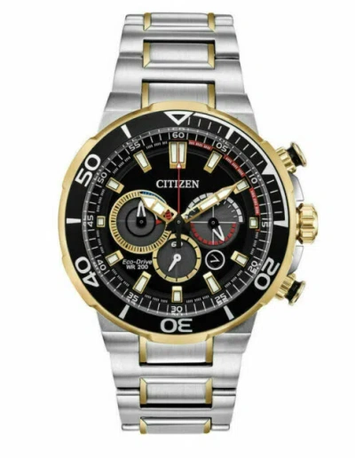 Pre-owned Citizen Brycen Ca4258-87e Chronograph Eco-drive Gold & Silver Tone Watch $550