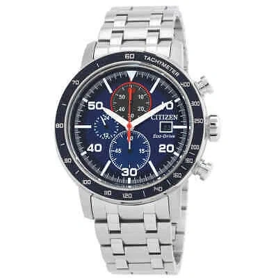 Pre-owned Citizen Brycen Chronograph Eco-drive Blue Dial Men's Watch Ca0850-59l