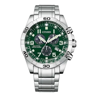 Citizen Brycen Chronograph Eco-drive Green Dial Men's Watch Bl5550-50x In Green/silver Tone