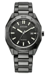 Citizen Mens Black Stainless Steel Bracelet Watch Bm7637-81h In Black