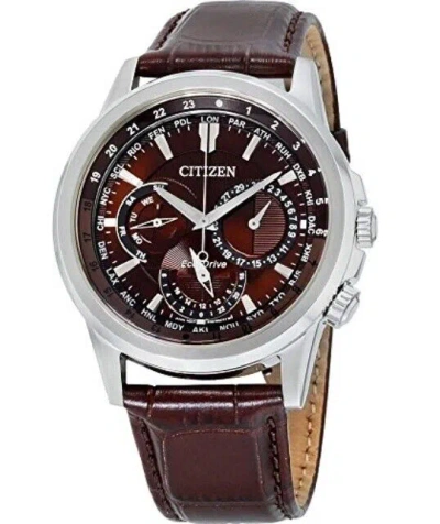 Pre-owned Citizen Bu2020-29x Eco-drive Calendrier Brown Chronograph Brown Band Mens Watch