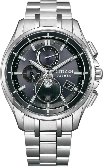 Pre-owned Citizen By1001-66e Attesa Eco-drive Solar Radio Men Watch Titanium Silver