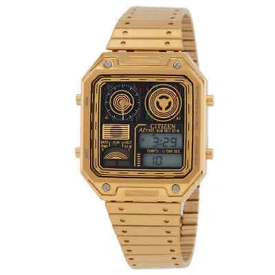 Pre-owned Citizen C-3po Perpetual Quartz Analog-digital Black Dial Men's Watch Jg2123-59e