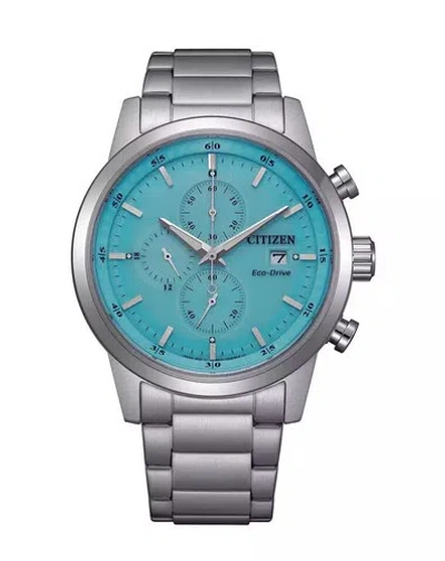 Pre-owned Citizen Ca0748-80l Blue Dial Stainless Steel Eco-drive Men Watch Usus